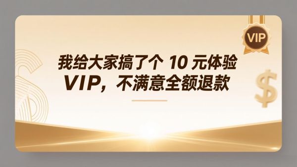 我给大家搞了个 10 元体验 VIP，不满意全额退款